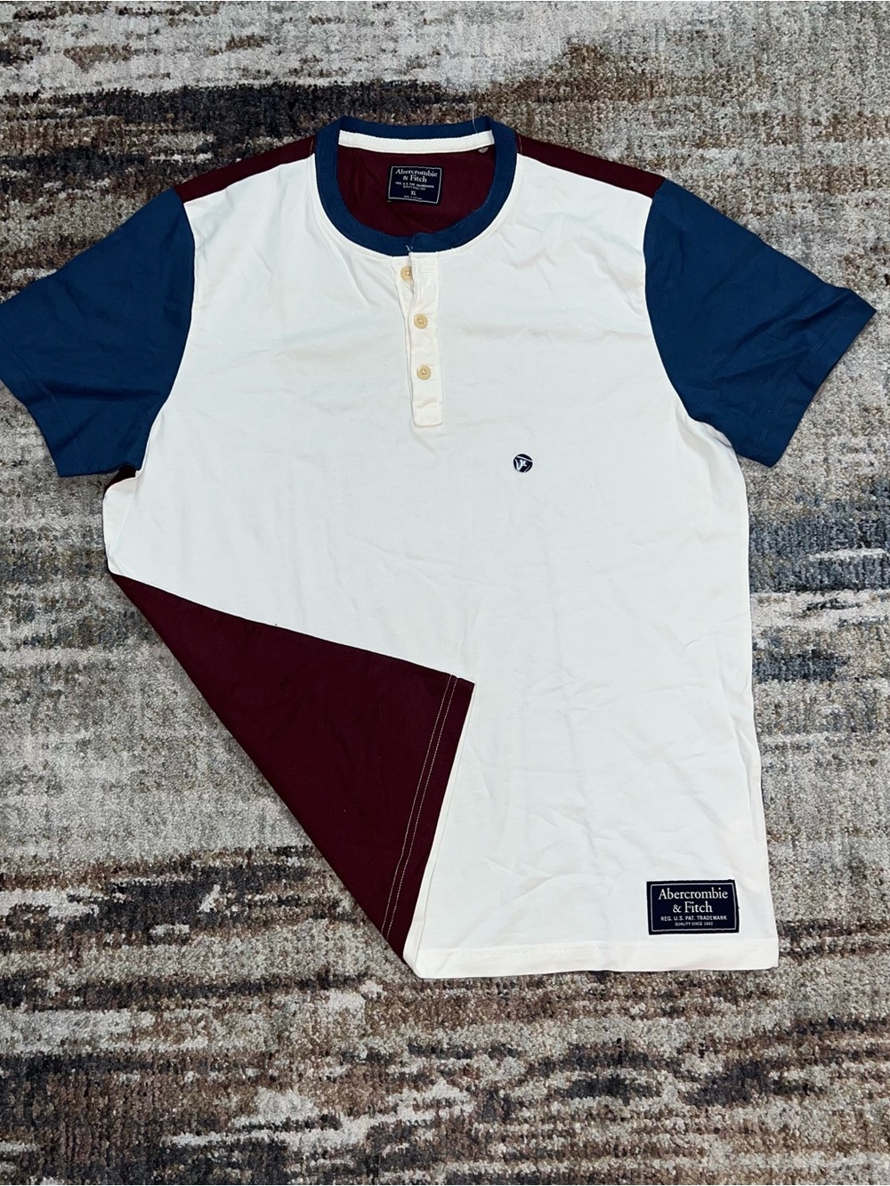 NEW Abercrombie and Fitch A&F Color Block Henley Tee Shirt